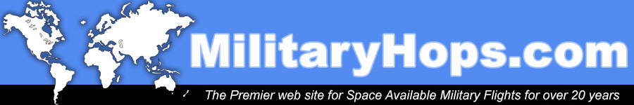 MilitaryHops.com logo - The Premier web site for Space Available Military Flights